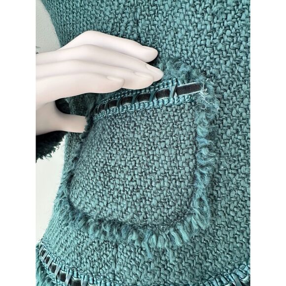 Dialogue Vintage Y2k Teal Blue Knit Designer Blazer Jacket size Medium - Picture 6 of 12